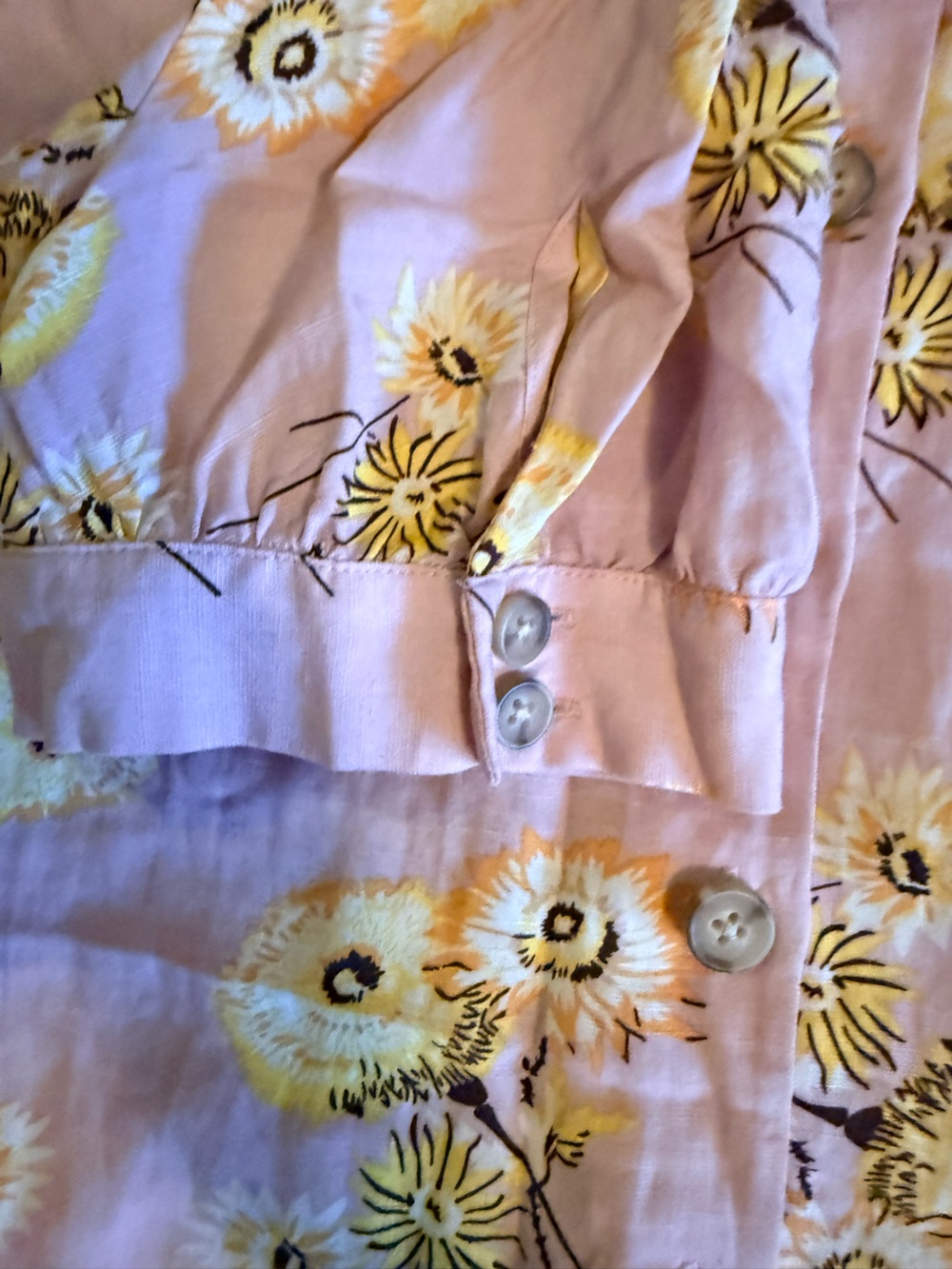 Madewell Plaza Floral Button-Front V-Neck Top linen blend sz L - Picture 5 of 5